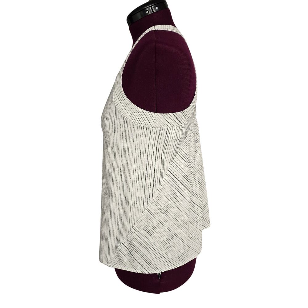 Women's Athleta Black & White Striped Criss Cross Back Athletic Tank | Size Med - Picture 4 of 11